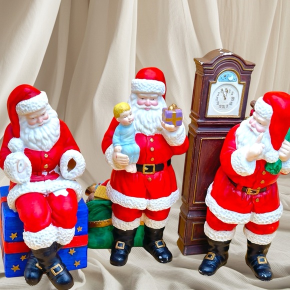 Santa Claus Figurine Porcelain Red White Toys Sack - Picture 2 of 16